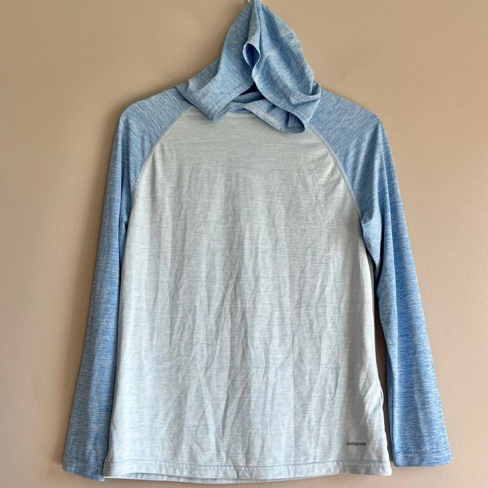 Patagonia Kids Capilene Cool Daily Hoody shirt XL 14 long sleeve pullover blue